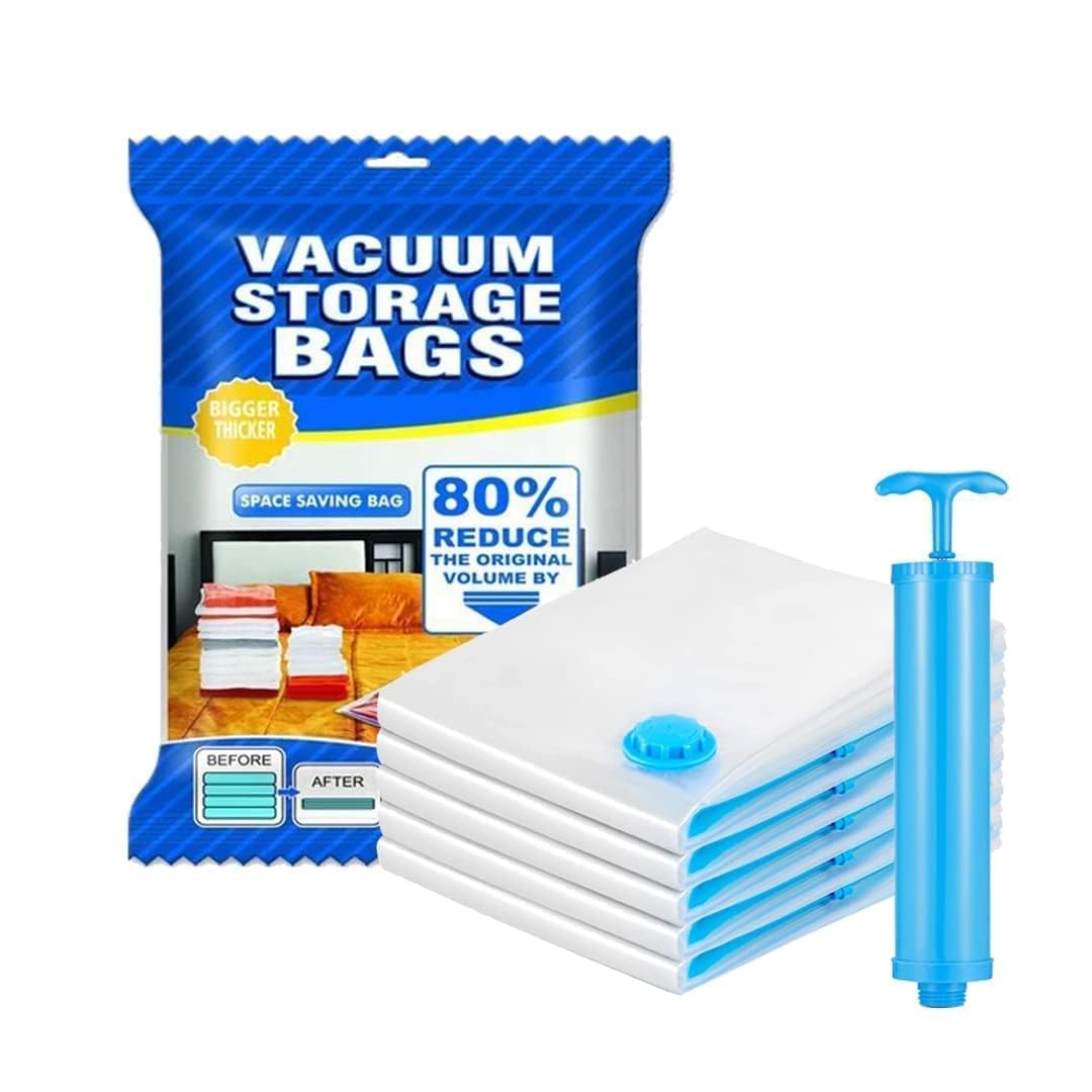 Packing vacuum bags with pump, Sealer Bags for Travel clothes and home Blankets, Quilts with hand Pump(2 Small + 2 Medium + 1 Large) Packing vacuum bags with pump, Sealer Bags for Travel clothes and home Blankets, Quilts with hand Pump(2 Small + 2 Medium + 1 Large)